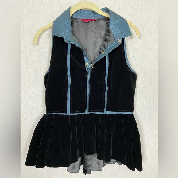 Vintage Kenzo velvet suede silk lined sleeveless  peplum dress top Sz 38 - Picture 8 of 16